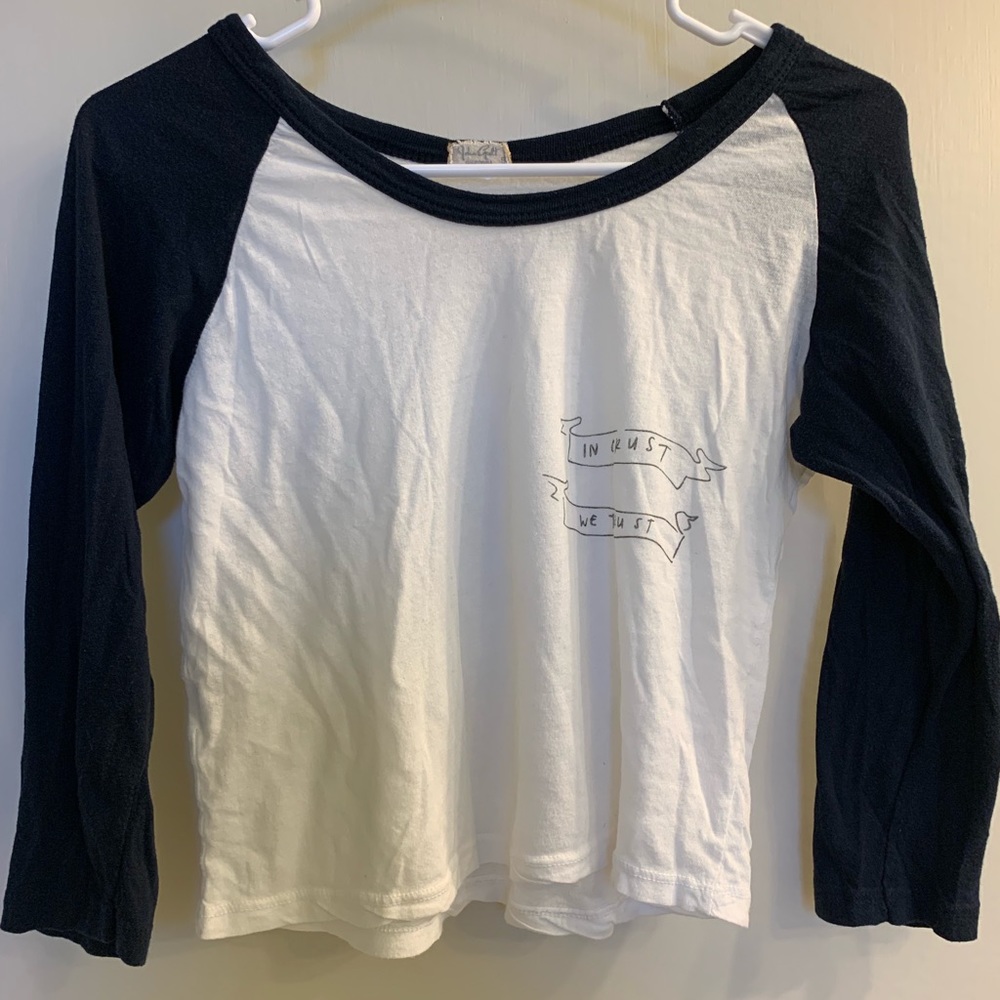 Brandy Melville Baseball Tee “In Crust We Trust”